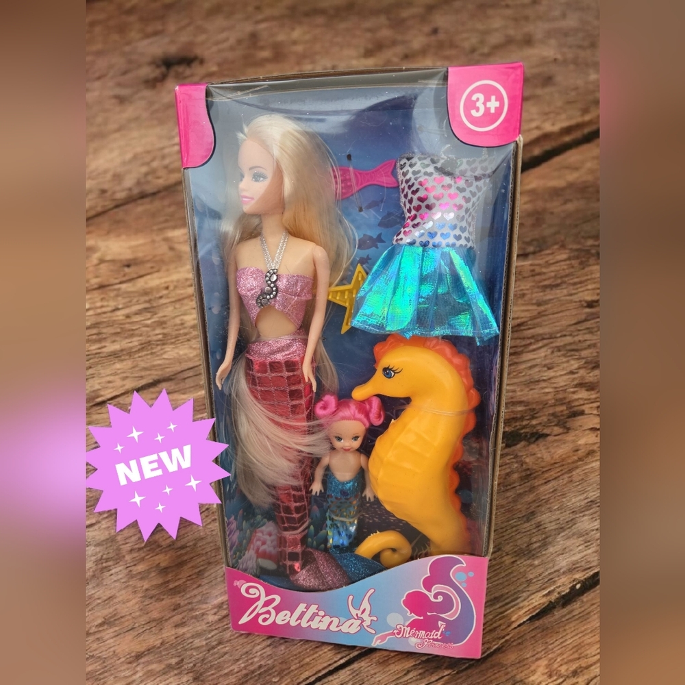 Bettina Mermaid Doll Set with Seahorse